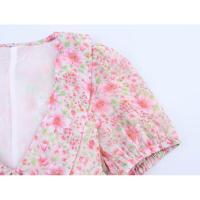 BUNO-novedad de verano, producto, moda para mujer, cuello dulce, cintura de flores rotas, Vestido corto estampado adelgazante - details 4
