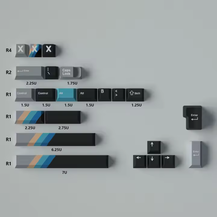 Gradiente para teclado mecánico, teclas Cherry PBT, 23/129 teclas, MX Switch - 1