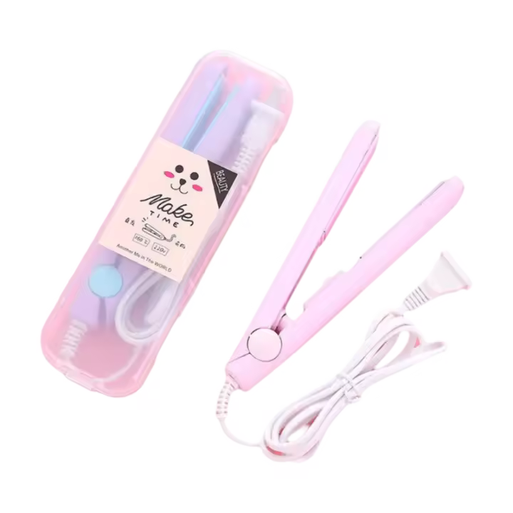 Mini plancha de pelo para niñas, plancha alisadora de pelo, rizador de pelo, plancha plana de cerámica portátil, plancha de pelo para cabello - 1