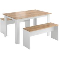 Mesa de comedor Sentio, antracita/roble dorado, 90 x 140 cm con 2 bancos - details 16