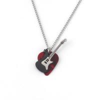 Collar con colgante de púa de guitarra de hip-hop, gargantilla de cadena de guitarra de acero de titanio Punk, cadena de suéter de guitarra eléctrica de moda Vintage para pareja - details 19