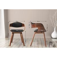 Silla de visita Kingston en piel sintética I Silla de madera con respaldo semi-convexo I Sillón de salón estilo escandinavo, Color:Nuez/Negro - details 2