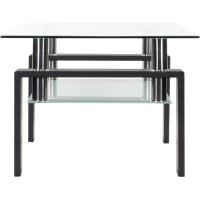 Mesa Moderna de Centro con Tapa de Cristal Transparente y Base de Metal Negro (100x60 cm) - details 8