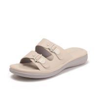 Sandalia Zapatillas de tacón inclinado para mujer, antideslizantes, ropa de verano, viajes, conjunto inverso junto al mar, sensación de pisar mierda, genial - details 2