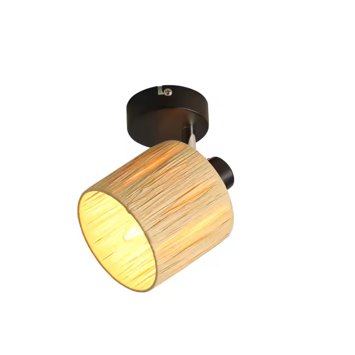 CBJKTX Foco de techo 1 llama negro E14 luz de techo de papel natural dormitorio - 1