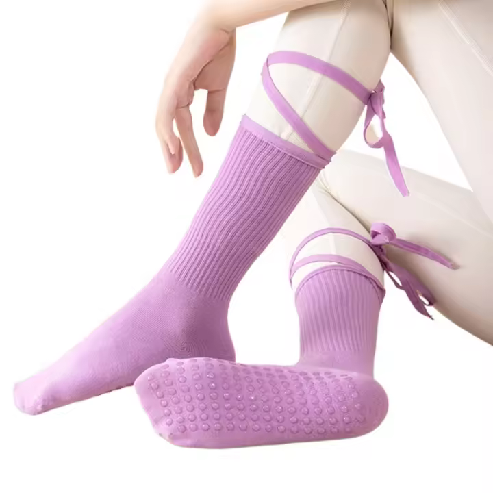 Medias de Yoga profesionales para mujer, Calcetines antideslizantes con cordón cruzado, transpirables, multicolor, para gimnasio y entrenamiento de Pilates - 1