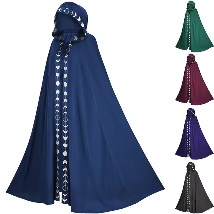 Bata con capucha gótica Medieval renacentista con capa frontal abierta - 1