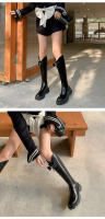 Botas De Suela Gruesa ajustadas para Mujer, Nuevo Diseño Sentido Niño, Arco, Botas De Caballero Alto, 2024 - details 11