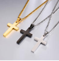 Collar Cruz de Acero Inoxidable Encanto de Cadena Punk Hip Hop para Mujeres Hombres - details 0