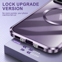 Funda a prueba de golpes de aleación de aluminio para iPhone 14 Pro Max 13 Pro Max, protección de cámara de Metal, soporte, cubierta transparente, parachoques magnético - details 8