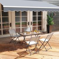 Conjunto de jardín de 5 piezas para exteriores, incluye 1 mesa de vidrio templado y 4 sillas plegables estilo moderno para terraza o patio, color gris. - details 8