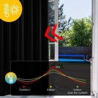 Cortinas opacas de 2 piezas para sala de estar, cortinas aislantes del frío y el calor para dormitorio con pestañas gris claro - details 0
