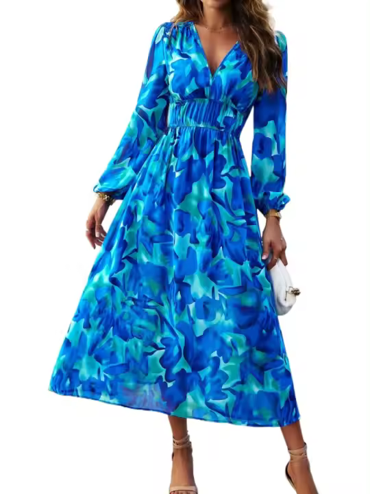 Vestido de manga larga para mujer, estilo retro elegante y bonito, novedad - 1
