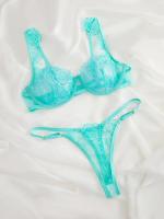 Conjunto de ropa interior de encaje Sexy para mujer, lencería erótica para mujer, sujetador transparente, Tanga, Mini picardías, calzoncillos, mono blanco 2024 - details 3
