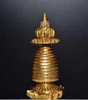 Pagoda Gaddang de cobre puro hecha a mano en Nepal, estupa con reliquias que se pueden abrir, artefactos tántricos, herramientas de salón budista, tamaño grande - details 3