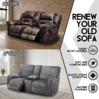 Sofá Biplaza Rebanable con Funda de Consola Central 8 Piezas de Terciopelo Elástico, Rebanable de 2 Asientos, Grueso, Suave, Lavable (Gris Oscuro) - details 2