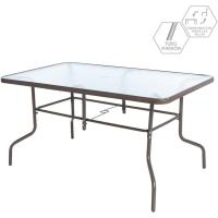 Mesa de jardín de Cristal y Acero |   De 150x90x75 cm |   Resistentes: Cristal Templado, Acero anticorrosión |   para 6 Personas |   para exterior |   Clásico - details 10