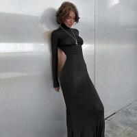 Elegante Vestido Largo con Cuello Alto Moda de Invierno Criptográfica para Mujeres - details 23