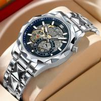 Correa de acero fino reloj de hombre reloj de pulsera calado negocio reloj de cuarzo minimalista resistente al agua - details 1