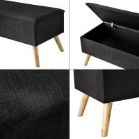 Pie Tapizado Banqueta con Almacenamiento Asiento Abatible hasta 150 kg MDF/Poliéster Patas de Madera 79 x 40 x 40 cm Gris Oscuro - details 12