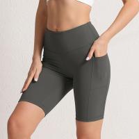 pantalones cortos de yoga con bolsillos para mujer, mallas deportivas sin costuras para gimnasio, pantalones cortos elásticos para ciclismo, mallas de color sólido para mujer - details 13