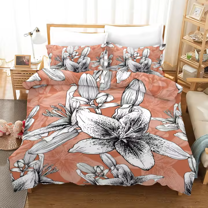 Juego de Cubierta de Edredón Floral Tropical Material de Poliéster Ideal para Niños y Adolescentes - 1
