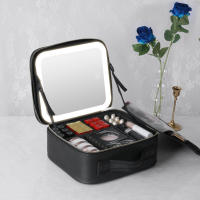 Bolsa de maquillaje LED inteligente con espejo para mujer, estuche de cosméticos de viaje profesional de cuero PU, impermeable, de gran capacidad, nuevo - details 9