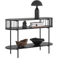 Mesa de Consola Mesa de Entrada Recibidor con 3 Niveles Estructura de MDF y Hierro 110 x 39 x 76 cm Negro - details 0