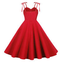 Strapless women summer solid slim a-line midi party dress - details 3