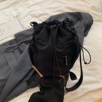 Bolso tipo cubo con cordón de estilo coreano, bandolera de nailon de gran capacidad de Color sólido, bolso de hombro de malla con correa ajustable - details 6