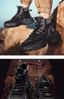 Hombres Estilo Retro Británico High-Top Primavera Transpirable Tobillo Con Cordones Trabajo De Goma Montañismo Al Aire Libre Desierto Combate Ruibarbo - details 4