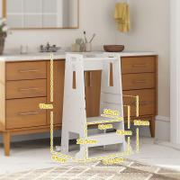 Taburete de Aprendizaje Ajustable para Niños +3 Años Seguridad en la Cocina Baño Blanco - details 3