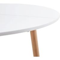 Mesa de Comedor, Estilo escandinavo Ronda Mesa y Patas de Madera de Haya, 80*72 cm, Color Blanco - details 26