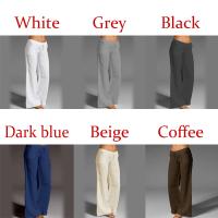 Pantalones de pierna ancha de lino y algodón para mujer, pantalón largo recto con cintura elástica y cordón, holgado e informal, con bolsillos lisos - details 8
