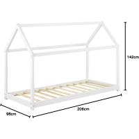 Cama para niños de Madera 206x98x142cm Cama Infantil Forma de casa Blanco Mate - details 2