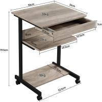 Mesa Ordenadora con Ruedas Pequeña Escritorio para Juegos con Cajón Espacio Límite Negro 79,5x56x51cm - details 9