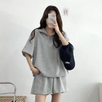 Traje deportivo de mujer con cremallera de color sólido, verano 2025, nuevo, holgado, delgado, top y pantalones cortos casuales de dos piezas. - details 22