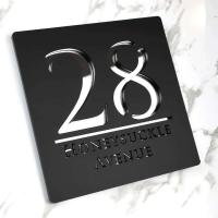 Placa de Número 3D Moderna de Acrílico Cortado Láser Personalizado Placa de Nombre de Casa Exterior - details 2