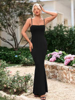 Vestido Largo Principal de Primavera-Verano 2025 Cuarco Elegante, Talla Alta Ajustable y Tejido Fluido Estilo Europeo Minimalista - details 7