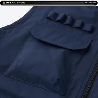 2025 nuevo verano hombres sin mangas ocio al aire libre chaleco con cuello levantado hombres muchos bolsillos Color sólido transpirable chaleco fino chaleco masculino - details 9