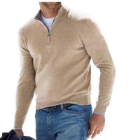 Suéter De Cuello Alto Para Hombre Otoño Invierno Estilo Casual Color Sólido Manga Larga Ajustado Para Ropa Diaria Caliente - details 6