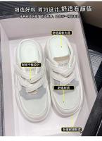 Popular] verano Baotou malla blanco zapatos de moda casual plataforma solo zapatos perezoso un pedal zapatillas de las mujeres desgaste exterior - details 4