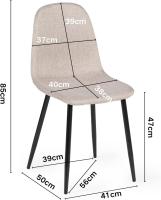 Juego de 4 sillas giratorias de ante para comedor con asiento acolchado, sillas de diseño para salón o cocina, con patas de metal negro, marrón - details 36
