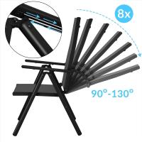 2X Sillas de Jardín Plegables Antracita Asiento Ligero Aluminio Silla Reclinable 8 Posiciones hasta 120Kg - details 3