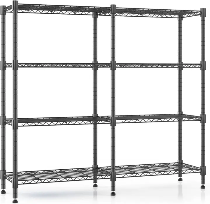 Estanterías de Almacenamiento de 4 Niveles Estantería de Alambre Metálico para Almacenamiento Estantería Ajustable en Altura Estanterías para Despensa Estantería de Cocina, 152*35*152cm Negro - 1