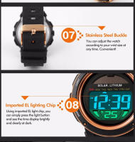 Reloj de Pulsera Deportivo al Aire Libre SKMEI para Hombres Correa de PU Solar Cronógrafo Alarma 5Bar Impermeable Digital Reloj Hombre 1096 con Material de Banda de Cuero Vegetal - details 20