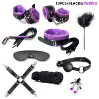 Leten-Kits de Bondage para mujeres, esposas, mordaza, látigo, pinzas para pezones, juguetes eróticos para mujeres, parejas, tienda sexual para adultos, tapón Anal, cola - details 12