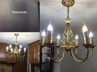Candelabro de hierro forjado Vintage E14, lámpara de luz colgante de vela, accesorio de luces LED de bronce y Metal para el hogar, lustre de hierro moderno, promocional - details 4
