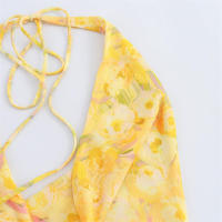 Mono de Malla de Seda con Estampado Americano para Mujer Traje Sexy Ajustado con Cuello en V y Cuello Colgante Novedad de Verano - details 4
