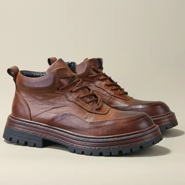 Botas de cuero de alta gama para hombres zapatos de piel de vaca pura zapatos altos de piel de vaca de primera capa - 1